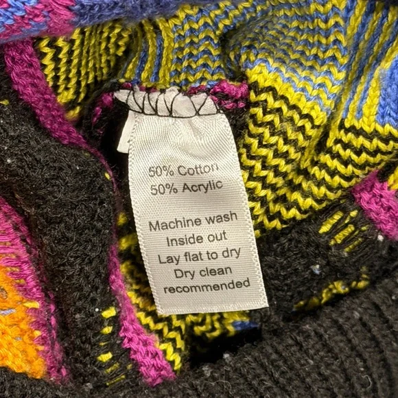 Vintage Steven Land 90s Multicolor 3D Knit Sweater Coogi Style Size - L - Picture 3 of 6